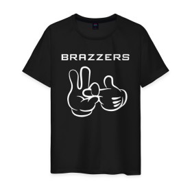 Мужская футболка хлопок с принтом Brazzers , 100% хлопок | прямой крой, круглый вырез горловины, длина до линии бедер, слегка спущенное плечо. | Тематика изображения на принте: brazzers | ананизм | бразерс | браззерс | братья | звезда | мостурба | надпись | прикол | проно хуб | сайт | с