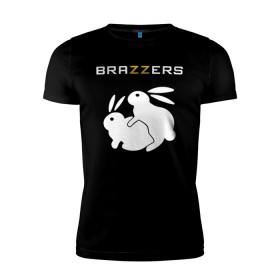 Мужская футболка премиум с принтом Brazzers , 92% хлопок, 8% лайкра | приталенный силуэт, круглый вырез ворота, длина до линии бедра, короткий рукав | brazzers | а | бразерс | браззерс | братья | зайцы | звезда | кролики | надпись | прикол | проно хуб | сайт | 