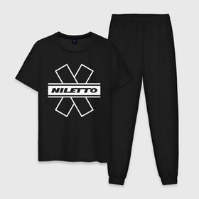 Мужская пижама хлопок с принтом NILETTO , 100% хлопок | брюки и футболка прямого кроя, без карманов, на брюках мягкая резинка на поясе и по низу штанин
 | logo | niletto | логотип | любимка niletto | нилето