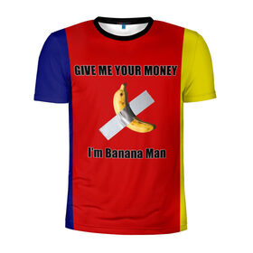 Мужская футболка 3D спортивная с принтом Give Me Your Money x Go Bananas , 100% полиэстер с улучшенными характеристиками | приталенный силуэт, круглая горловина, широкие плечи, сужается к линии бедра | Тематика изображения на принте: banana man | little big | банан | банан скотч | ильич | илья прусикин | литл биг | литтл биг