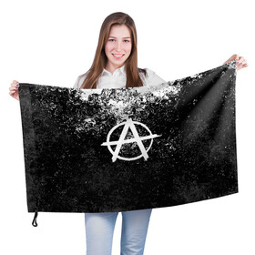 Флаг 3D с принтом АНАРХИЯ , 100% полиэстер | плотность ткани — 95 г/м2, размер — 67 х 109 см. Принт наносится с одной стороны | anarchy | анархия | анархо коммунизм | граффити | символ | стена | череп