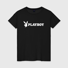 Женская футболка хлопок с принтом PLAYBOY , 100% хлопок | прямой крой, круглый вырез горловины, длина до линии бедер, слегка спущенное плечо | brand | brazzers | faketaxi | hub | mode | playboy | бразерс | бренд | мода | фейк такси