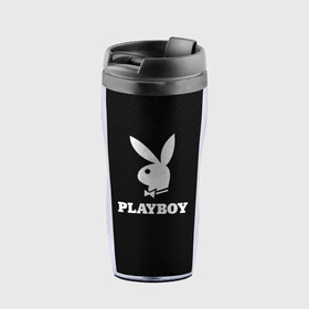 Термокружка-непроливайка с принтом PLAYBOY | ПЛЕЙБОЙ (Z) , внутренняя часть — пищевой пластик, наружная часть — прозрачный пластик, между ними — полиграфическая вставка с рисунком | объем — 350 мл, герметичная крышка | Тематика изображения на принте: brand | brazzers | faketaxi | hub | mode | playboy | бразерс | бренд | мода | фейк такси