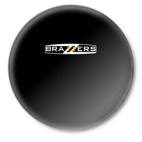 Значок с принтом БРАЗЗЕРС ЛОГО | BRAZZERS LOGO (Z) ,  металл | круглая форма, металлическая застежка в виде булавки | Тематика изображения на принте: brand | brazzers | fake taxi | faketaxi | hub | mode | playboy | бразерс | бренд | мода | фейк такси