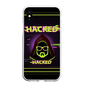 Чехол для iPhone XS Max матовый с принтом Hacked , Силикон | Область печати: задняя сторона чехла, без боковых панелей | cybepunk | hacked | hacker | it | аноним | анонимус | взлом | взломщик | киберпанк | программист | хак | хакер