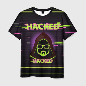 Мужская футболка 3D с принтом Hacked , 100% полиэфир | прямой крой, круглый вырез горловины, длина до линии бедер | cybepunk | hacked | hacker | it | аноним | анонимус | взлом | взломщик | киберпанк | программист | хак | хакер