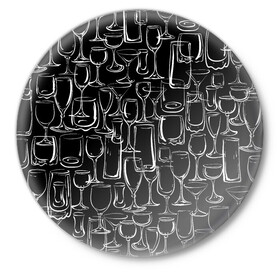 Значок с принтом Стеклянный бармен ,  металл | круглая форма, металлическая застежка в виде булавки | Тематика изображения на принте: bar | barman | doodling | textures | tiles | бар | бармен | бартендер | бокалы | дудлинг | посуда | рюмки | стаканы | стекло | тайлы | текстуры | фон | фужеры
