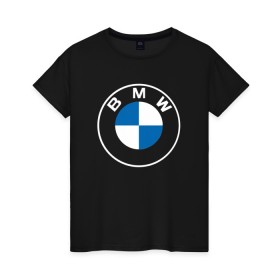 Женская футболка хлопок с принтом BMW LOGO 2020 , 100% хлопок | прямой крой, круглый вырез горловины, длина до линии бедер, слегка спущенное плечо | bmw | bmw motorsport | bmw performance | carbon | m | motorsport | performance | sport | бмв | карбон | моторспорт | спорт