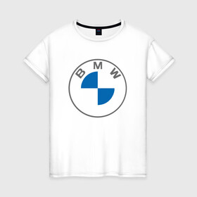 Женская футболка хлопок с принтом BMW LOGO 2020 , 100% хлопок | прямой крой, круглый вырез горловины, длина до линии бедер, слегка спущенное плечо | bmw | bmw motorsport | bmw performance | carbon | m | motorsport | performance | sport | бмв | карбон | моторспорт | спорт
