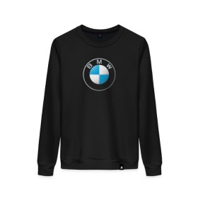 Женский свитшот хлопок с принтом BMW LOGO 2020 , 100% хлопок | прямой крой, круглый вырез, на манжетах и по низу широкая трикотажная резинка  | bmw | bmw motorsport | bmw performance | carbon | m | motorsport | performance | sport | бмв | карбон | моторспорт | спорт