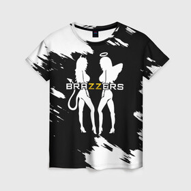 Женская футболка 3D с принтом Brazzers , 100% полиэфир ( синтетическое хлопкоподобное полотно) | прямой крой, круглый вырез горловины, длина до линии бедер | brazzers | ана | ангел | бразерс | браззерс | братья | демон | звезда | надпись | прикол | проно хуб | сайт | 
