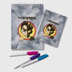 Блокнот с принтом The Offspring , 100% бумага | 48 листов, плотность листов — 60 г/м2, плотность картонной обложки — 250 г/м2. Листы скреплены удобной пружинной спиралью. Цвет линий — светло-серый
 | Тематика изображения на принте: dexter holland | music | offspring | rock | альтернативный рок | декстер холланд | музыка | отпрыск | офф спринг | оффспринг | панк рок | поп панк | рок | скейт панк