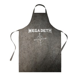 Фартук 3D с принтом Megadeth , 100% полиэстер | общий размер — 65 х 85 см, ширина нагрудника — 26 см, горловина — 53 см, длина завязок — 54 см, общий обхват в поясе — 173 см. Принт на завязках и на горловине наносится с двух сторон, на основной части фартука — только с внешней стороны | Тематика изображения на принте: dave mustaine | megadeth | music | rock | дирк вербурен | дэвид эллефсон | дэйв мастейн | кико лоурейро | мегадеф | музыка | рок | трэш метал | хард рок | хеви метал