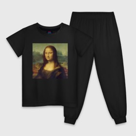 Детская пижама хлопок с принтом Mona Lisa pixels , 100% хлопок |  брюки и футболка прямого кроя, без карманов, на брюках мягкая резинка на поясе и по низу штанин
 | Тематика изображения на принте: mona lisa | pixels | искусство | картина | мона лиза | пиксели