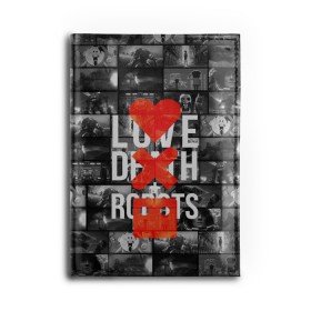 Обложка для автодокументов с принтом LOVE DEATH ROBOTS (LDR) , натуральная кожа |  размер 19,9*13 см; внутри 4 больших “конверта” для документов и один маленький отдел — туда идеально встанут права | Тематика изображения на принте: death | fantastic | future | ldr | love | love death and robots | love death robots | netflix | robots | sci fi | будущее | лдр | любовь | нетфликс | роботы | фантастика