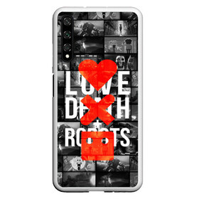 Чехол для Honor 20 с принтом LOVE DEATH ROBOTS (LDR) , Силикон | Область печати: задняя сторона чехла, без боковых панелей | Тематика изображения на принте: death | fantastic | future | ldr | love | love death and robots | love death robots | netflix | robots | sci fi | будущее | лдр | любовь | нетфликс | роботы | фантастика