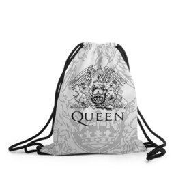 Рюкзак-мешок 3D с принтом QUEEN , 100% полиэстер | плотность ткани — 200 г/м2, размер — 35 х 45 см; лямки — толстые шнурки, застежка на шнуровке, без карманов и подкладки | queen | rock | we will rock you | брайан мэи | группа queen | группа квин | джон дикон | квин | королева | король | роджер тейлор | рок | фредди меркьюри