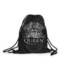 Рюкзак-мешок 3D с принтом QUEEN , 100% полиэстер | плотность ткани — 200 г/м2, размер — 35 х 45 см; лямки — толстые шнурки, застежка на шнуровке, без карманов и подкладки | queen | rock | we will rock you | брайан мэи | группа queen | группа квин | джон дикон | квин | королева | король | роджер тейлор | рок | фредди меркьюри