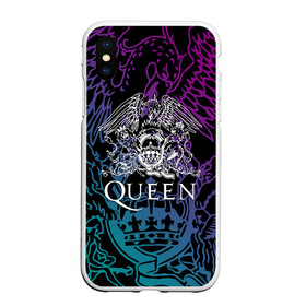 Чехол для iPhone XS Max матовый с принтом QUEEN , Силикон | Область печати: задняя сторона чехла, без боковых панелей | queen | rock | we will rock you | брайан мэи | группа queen | группа квин | джон дикон | квин | королева | король | роджер тейлор | рок | фредди меркьюри