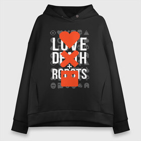 Женское худи Oversize хлопок с принтом LOVE DEATH ROBOTS (LDR) , френч-терри — 70% хлопок, 30% полиэстер. Мягкий теплый начес внутри —100% хлопок | боковые карманы, эластичные манжеты и нижняя кромка, капюшон на магнитной кнопке | death | fantastic | future | ldr | love | love death and robots | love death robots | netflix | robots | sci fi | будущее | лдр | любовь | нетфликс | роботы | фантастика