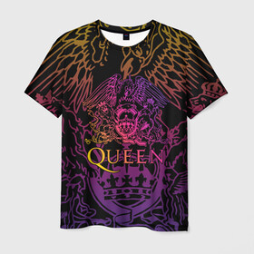 Мужская футболка 3D с принтом QUEEN , 100% полиэфир | прямой крой, круглый вырез горловины, длина до линии бедер | queen | rock | we will rock you | брайан мэи | группа queen | группа квин | джон дикон | квин | королева | король | роджер тейлор | рок | фредди меркьюри