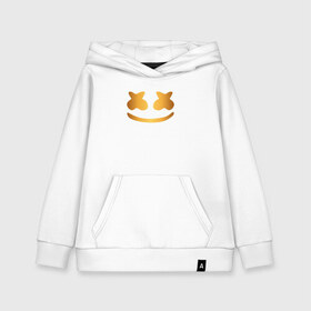 Детская толстовка хлопок с принтом Marshmello gold , 100% хлопок | Круглый горловой вырез, эластичные манжеты, пояс, капюшен | christopher comstock | cool | dj | edm | gold | golden | marshmello | marshmellow | градиент | градиентный | диджей | зефир | золото | золотой | кристофер комсток | музыка | музыкант