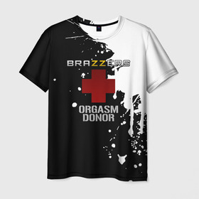 Мужская футболка 3D с принтом Brazzers orgasm donor	 , 100% полиэфир | прямой крой, круглый вырез горловины, длина до линии бедер | brazzers | ананизм | бразерс | браззерс | братья | звезда | мостурба | надпись | прикол | проно хуб | сайт | с