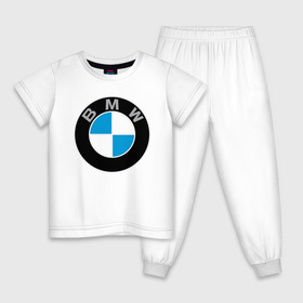 Детская пижама хлопок с принтом BMW , 100% хлопок |  брюки и футболка прямого кроя, без карманов, на брюках мягкая резинка на поясе и по низу штанин
 | bmw | brand | car | germany | logo | speed | беха | бмв | бренд | германия | дрифт | лого | логотип | машина | надпись | парню | скорость | тачка | фирма