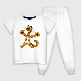 Детская пижама хлопок с принтом Тигренок , 100% хлопок |  брюки и футболка прямого кроя, без карманов, на брюках мягкая резинка на поясе и по низу штанин
 | cat | tiger | животные | кот | котик | котятки | кошак | кошка | моська | рисунок | тигр | тигренок