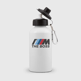 Бутылка спортивная с принтом BMW THE BOSS , металл | емкость — 500 мл, в комплекте две пластиковые крышки и карабин для крепления | bmw | bmw performance | m | motorsport | performance | бмв | бэха | моторспорт