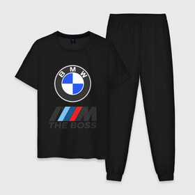 Мужская пижама хлопок с принтом BMW BOSS , 100% хлопок | брюки и футболка прямого кроя, без карманов, на брюках мягкая резинка на поясе и по низу штанин
 | bmw | bmw performance | m | motorsport | performance | бмв | бэха | моторспорт