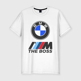 Мужская футболка хлопок Slim с принтом BMW BOSS , 92% хлопок, 8% лайкра | приталенный силуэт, круглый вырез ворота, длина до линии бедра, короткий рукав | bmw | bmw performance | m | motorsport | performance | бмв | бэха | моторспорт
