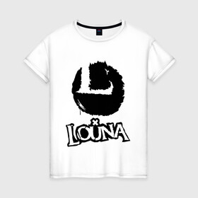 Женская футболка хлопок с принтом Louna , 100% хлопок | прямой крой, круглый вырез горловины, длина до линии бедер, слегка спущенное плечо | louna | tracktor bowling | альтернативный метал | альтернативный рок | гранж | лу | луна | ню метал | панк рок | хард рок