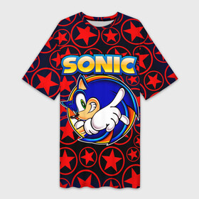 Платье-футболка 3D с принтом Sonic ,  |  | 90 е | old school | sega | sonic | еж | игра | олдскулл | сега | синий еж | соник