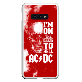 Чехол для Samsung S10E с принтом Im on the highway to hell AC DC , Силикон | Область печати: задняя сторона чехла, без боковых панелей | ac dc | acdc | acdc ас дс | angus | back in black | highway to hell | mckinnon | young | австралийская | ангус янг | ас дс | асдс | блюз | в форме | гитара | группа | крис слэйд | метал | молния | музыка | п | певец | рок | рок н ролл