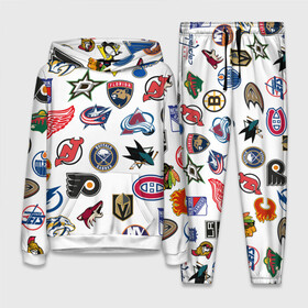 Женский костюм 3D (с толстовкой) с принтом NHL PATTERN ,  |  | anaheim ducks | arizona coyotes | boston bruins | buffalo sabres | calgary flames | canadiens de montreal | carolina hurricanes | chicago blackhawks | colorado avalanche | columbus blue jackets | dallas stars | detroit red wings | edmonton oil | hockey | 