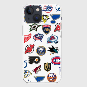 Чехол для iPhone 13 mini с принтом NHL PATTERN ,  |  | anaheim ducks | arizona coyotes | boston bruins | buffalo sabres | calgary flames | canadiens de montreal | carolina hurricanes | chicago blackhawks | colorado avalanche | columbus blue jackets | dallas stars | detroit red wings | edmonton oil | hockey | 