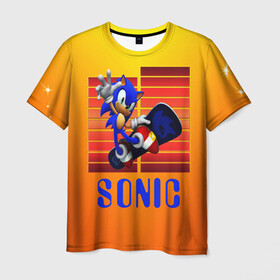 Мужская футболка 3D с принтом Sonic - Соник , 100% полиэфир | прямой крой, круглый вырез горловины, длина до линии бедер | ежик | персонаж | соник