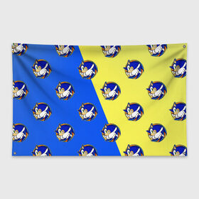 Флаг-баннер с принтом Sonic - Соник , 100% полиэстер | размер 67 х 109 см, плотность ткани — 95 г/м2; по краям флага есть четыре люверса для крепления | doodling | textures | tiles | дудлинг | ежик | персонаж | соник | тайлы | текстуры | фон