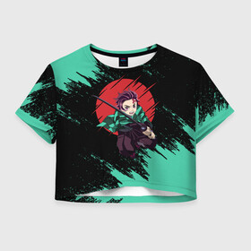 Женская футболка Crop-top 3D с принтом KIMETSU NO YAIBA | КЛИНОК РАССЕКАЮЩИЙ ДЕМОНОВ (Z) , 100% полиэстер | круглая горловина, длина футболки до линии талии, рукава с отворотами | demon slayer | kimetsu no yaiba | nezuko | shinobu | slayer | tanjiro | zenitsu | гию томиока | зенитцу | иноске хашибира | клинок рассекающий демонов | незуко | танджиро | шинобу кочо