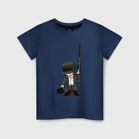 Детская футболка хлопок с принтом PUBG , 100% хлопок | круглый вырез горловины, полуприлегающий силуэт, длина до линии бедер | Тематика изображения на принте: игра | игрок | игры | оружие | пабг | пубг | сковородка | сковородка пабг | сковородка пубг | солдат | человечки | чибики