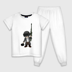 Детская пижама хлопок с принтом PUBG , 100% хлопок |  брюки и футболка прямого кроя, без карманов, на брюках мягкая резинка на поясе и по низу штанин
 | игра | игрок | игры | оружие | пабг | пубг | сковородка | сковородка пабг | сковородка пубг | солдат | человечки | чибики