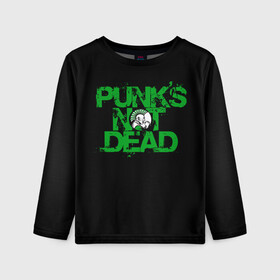 Детский лонгслив 3D с принтом Punks Not Dead , 100% полиэстер | длинные рукава, круглый вырез горловины, полуприлегающий силуэт
 | art | punk | punks not dead | rock | sons of anarchy | анархия | арт | группа | егор летов | логотип | музыка | надпись | панк | панк рок | прикольная | рок | свобода | хаос