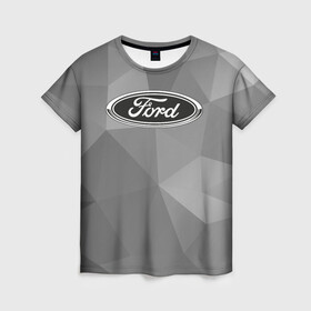 Женская футболка 3D с принтом Ford ч/б , 100% полиэфир ( синтетическое хлопкоподобное полотно) | прямой крой, круглый вырез горловины, длина до линии бедер | explorer | fiesta | focus | ford | gt40 | kuga | mondeo | mustang | авто | автомобиль | ам | куга | машина | мондео | мустанг | фиеста | фокус | форд
