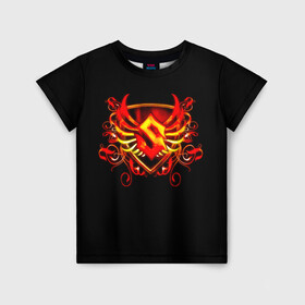 Детская футболка 3D с принтом Sabaton , 100% гипоаллергенный полиэфир | прямой крой, круглый вырез горловины, длина до линии бедер, чуть спущенное плечо, ткань немного тянется | blood | fire | logo | rock | sabaton | группа | кровь | логотип | надпись | огонь | патрик йоханссон | рок | сабатон | символ | хэви метал | швеция