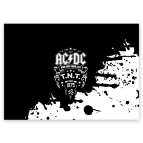 Поздравительная открытка с принтом AC/DC T.N.T. , 100% бумага | плотность бумаги 280 г/м2, матовая, на обратной стороне линовка и место для марки
 | ac dc | acdc | acdc ас дс | angus | back in black | highway to hell | mckinnon | young | австралийская | ангус янг | ас дс | асдс | блюз | в форме | гитара | группа | крис слэйд | метал | молния | музыка | п | певец | рок | рок н ролл