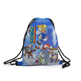 Рюкзак-мешок 3D с принтом Sonic , 100% полиэстер | плотность ткани — 200 г/м2, размер — 35 х 45 см; лямки — толстые шнурки, застежка на шнуровке, без карманов и подкладки | game | sega | sonic the hedgehog | sonik | игра | комиксы | мультфильм | соник