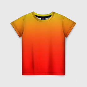 Детская футболка 3D с принтом Оранж , 100% гипоаллергенный полиэфир | прямой крой, круглый вырез горловины, длина до линии бедер, чуть спущенное плечо, ткань немного тянется | Тематика изображения на принте: orange | желто красный | кислотный | красно желтый | оранж | переход | текстуры | яркий