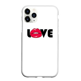 Чехол для iPhone 11 Pro Max матовый с принтом love (W) , Силикон |  | kiss | love | me | буквы | горошек | губы | девушке | женщине | лов | любим | люблю | любовь | меня | мне | мужчине | надпись | парню | подарок | поцелуй | рот | тебя | уже