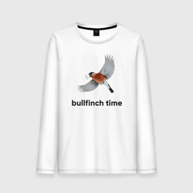 Мужской лонгслив хлопок с принтом Bullfinch time , 100% хлопок |  | bird | bullfinch | wings | летать | полет | птица | снегирь